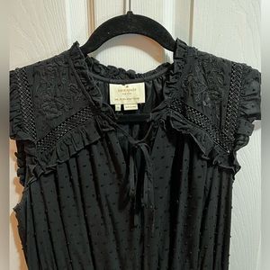 Kate Spade A-Line Dress. Ruffle Embellishments Embroidered Accents. Sleeveless